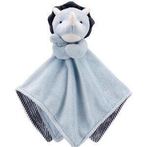 Carter's Plush Blue Triceratops Dinosaur Security Blanket Baby Dino Lovey New